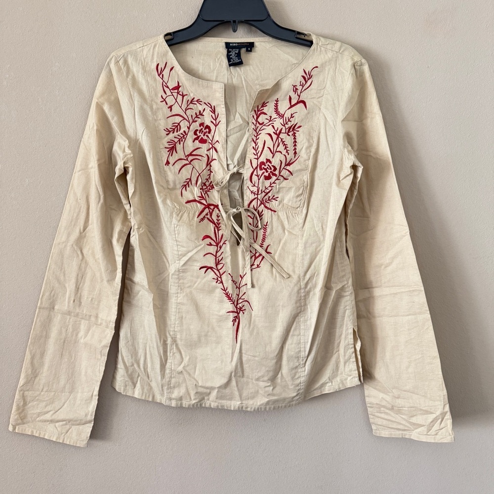 BCBG MAXAZRIA Embroidered Tunic Blouse S